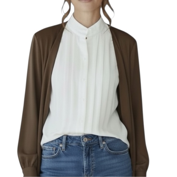 NWT TUCKERNUCK INDIA HICKS Chocolate & Ivory Grove Pleated Blouse XXXL 3X - Picture 6 of 13